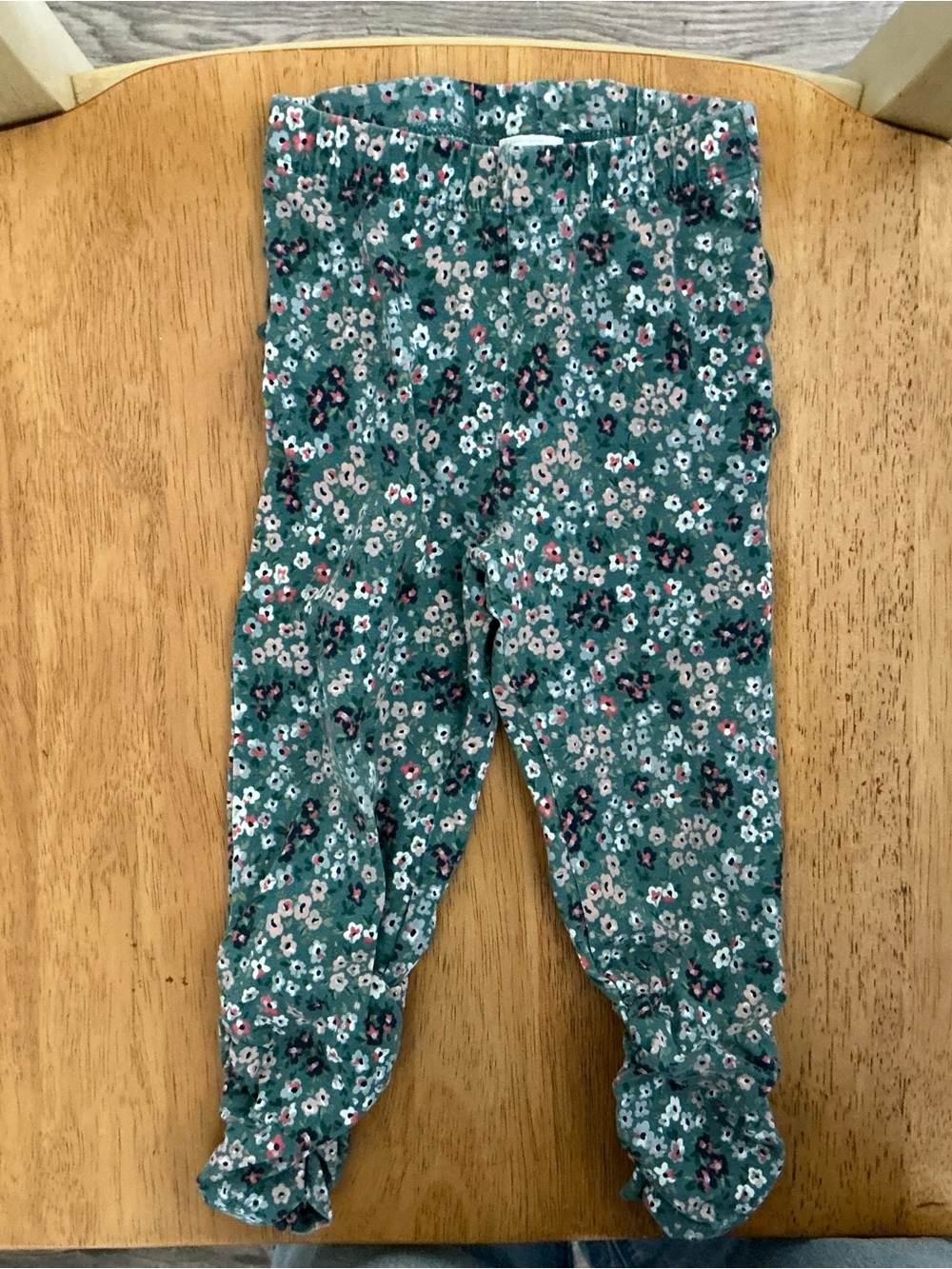 Ruffle Butts Teal Floral Ruffle Hem Baby Leggings